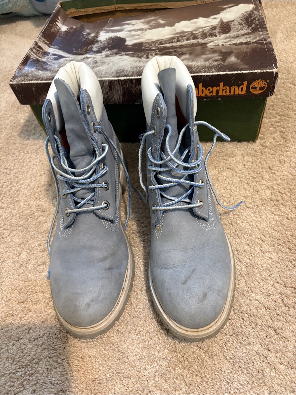 Timberland Women's Light Blue Lace-Up Leather Boots